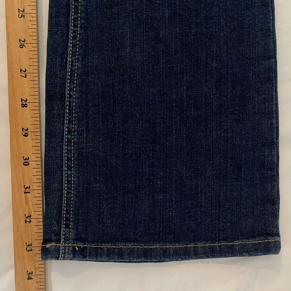WHBM Women's Dark Blue Bootcut Flare Jeans with Floral Embroidery, Size 6 28" - Picture 7 of 8